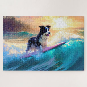 Border Collie Beach Surf Malerei Puzzle