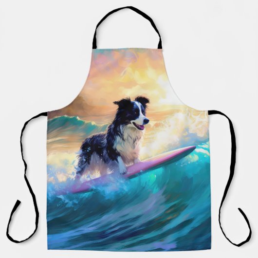 Border Collie Beach Surf Malerei Schürze (Vorderseite)