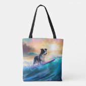 Border Collie Beach Surf Malerei Tasche (Rückseite)