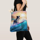 Border Collie Beach Surf Malerei Tasche (Von Nahem)