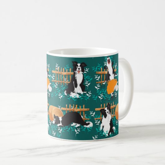 Border Collie beim Schaf Kaffeetasse (VorderseiteRechts)