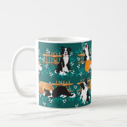 Border Collie beim Schaf Kaffeetasse (Links)