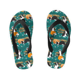 Border Collie beim Schaf Kinderbadesandalen