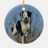 Border-Collie-Bein angehoben Keramikornament (Hinten)