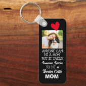 Border Collie.. Beste Mama für doppelseitige Verwe Schlüsselanhänger (Vorderseite)