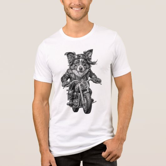 Border Collie Biker Dog Tri-Blend Shirt (Vorderseite)