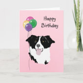 Border Collie, Birthday Balloons Karte (Vorderseite)