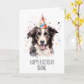 Border Collie Birthday Card Karte (Gelbe Blume)