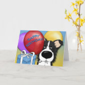 Border Collie Birthday Card Karte (Gelbe Blume)