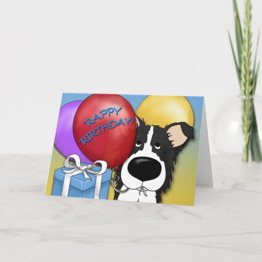 Border Collie Birthday Card Karte (Vorderseite)