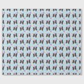 Border Collie Birthday Gift Wrapping Paper Blue Geschenkpapier (Flach)