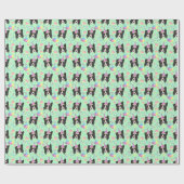 Border Collie Birthday Gift Wrapping Paper Green Geschenkpapier (Flach)