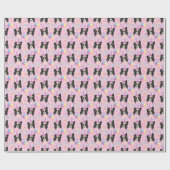 Border Collie Birthday Gift Wrapping Paper Pink Geschenkpapier (Flach)