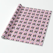 Border Collie Birthday Gift Wrapping Paper Pink Geschenkpapier (Ungerollt)