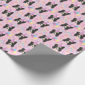 Border Collie Birthday Gift Wrapping Paper Pink Geschenkpapier (Ecke)