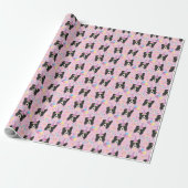 Border Collie Birthday Gift Wrapping Paper Pink Geschenkpapier (Ungerollt)