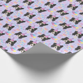 Border Collie Birthday Gift Wrapping Paper Purple Geschenkpapier (Ecke)