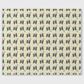 Border Collie Birthday Gift Wrapping Paper Yellow Geschenkpapier (Flach)