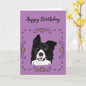 Border Collie Birthday Karte (Gelbe Blume)