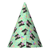 Border Collie Birthday Party Hat Green Partyhütchen (Rückseite)