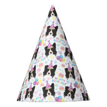 Border Collie Birthday Party Hat White