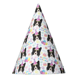 Border Collie Birthday Party Hat White Partyhütchen