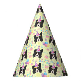 Border Collie Birthday Party Hat Yellow Partyhütchen