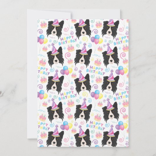 Border Collie Birthday Party Invitation White Einladung (Rückseite)