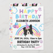 Border Collie Birthday Party Invitation White Einladung (Vorne/Hinten)