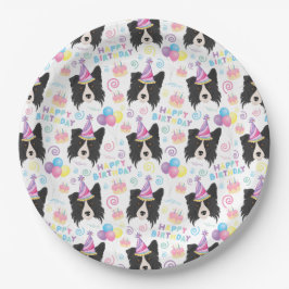 Border Collie Birthday Party Paper Plates White Pappteller