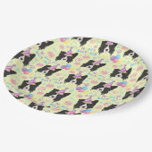 Border Collie Birthday Party Paper Plates Yellow Pappteller (Schrägansicht)