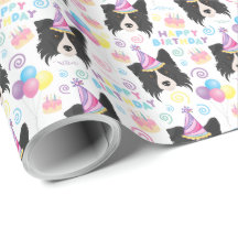 Border Collie Birthday Wrapping Paper
