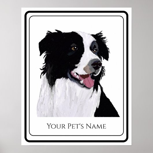 Border Collie Black and White Pet Dog Poster (Vorne)