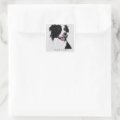 Border Collie Black and White Pet Dog - Quadratischer Aufkleber (Tasche)
