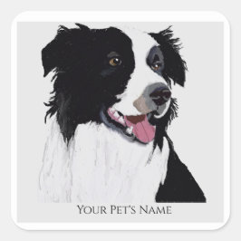 Border Collie Black and White Pet Dog - Quadratischer Aufkleber