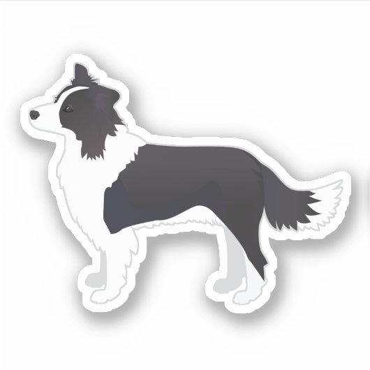 Border Collie Black Dog Breed Side View Silhouette Aufkleber (Vorderseite)