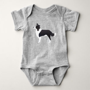 Border Collie Black Dog Breed Side View Silhouette Baby Strampler