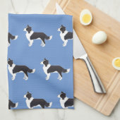 Border Collie Black Dog Breed Side View Silhouette Geschirrtuch (Viertel Falte)