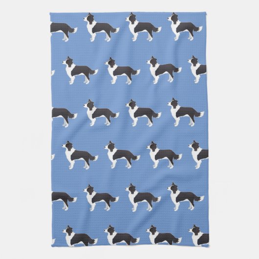 Border Collie Black Dog Breed Side View Silhouette Geschirrtuch (Vertikal)