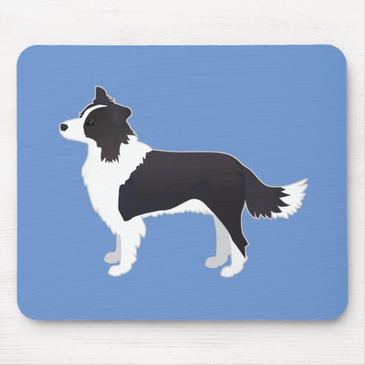 Border Collie Black Dog Breed Side View Silhouette Mousepad (Vorne)