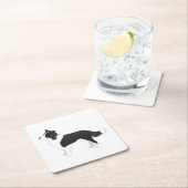 Border Collie Black Dog Breed Side View Silhouette Rechteckiger Pappuntersetzer (Vor Ort)