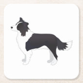 Border Collie Black Dog Breed Side View Silhouette Rechteckiger Pappuntersetzer (Vorderseite)