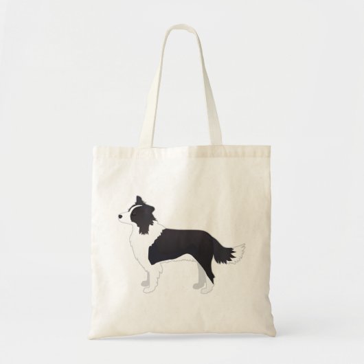 Border Collie Black Dog Breed Side View Silhouette Tragetasche (Vorne)