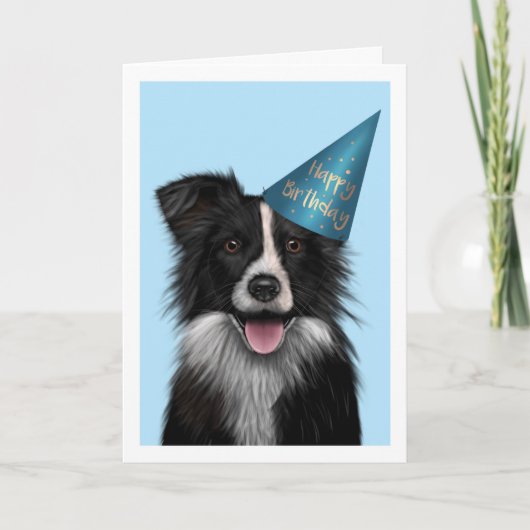 Border Collie Blue Birthday Grußkarte Karte (Vorderseite)