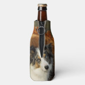 Border Collie Blue Merle Dog Head Fotografie Pet Flaschenkühler (Flasche Rückseite)