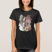 Border Collie Blue Merle mit Blume T-Shirt (Vorderseite)