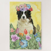 Border Collie Blume Puzzle (Vertikal)