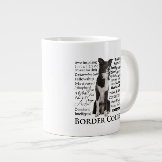 Border Collie Breed Traits Jumbo Tasse (Vorderseite Rechts)