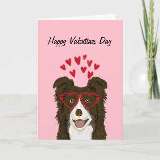 Border Collie - Brown - Valentinstag Card Feiertagskarte
