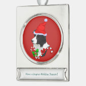 Border Collie Christmas Banner-Ornament Silber (Links)